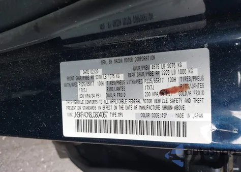 2020 Mazda Cx-5 Touring z USA, uszkodzony, nr VIN JM3KFACM8L0804067